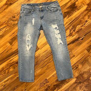 Womens Red Rivet Distressed Ankle Jeans Size 13